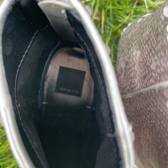 New Parry Dolce Vita Silver Sequin Booties Sz 10 - Picture 7 of 8